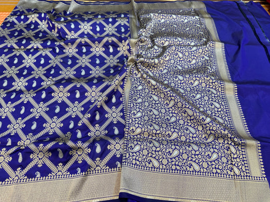 Blue - Pure Banarasi Katan Silk Saree